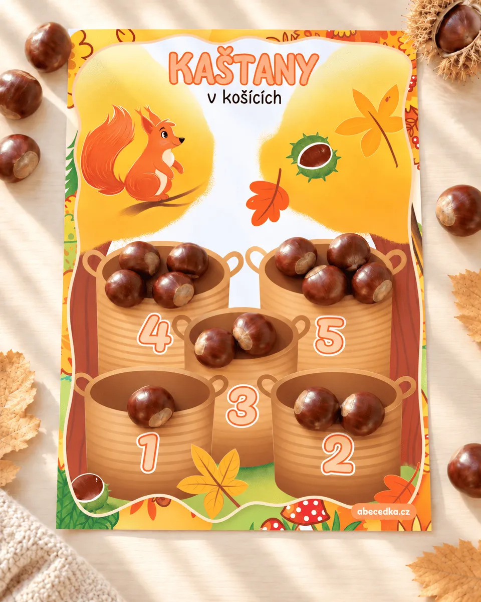 Kaštany v košících – počítání do 5
